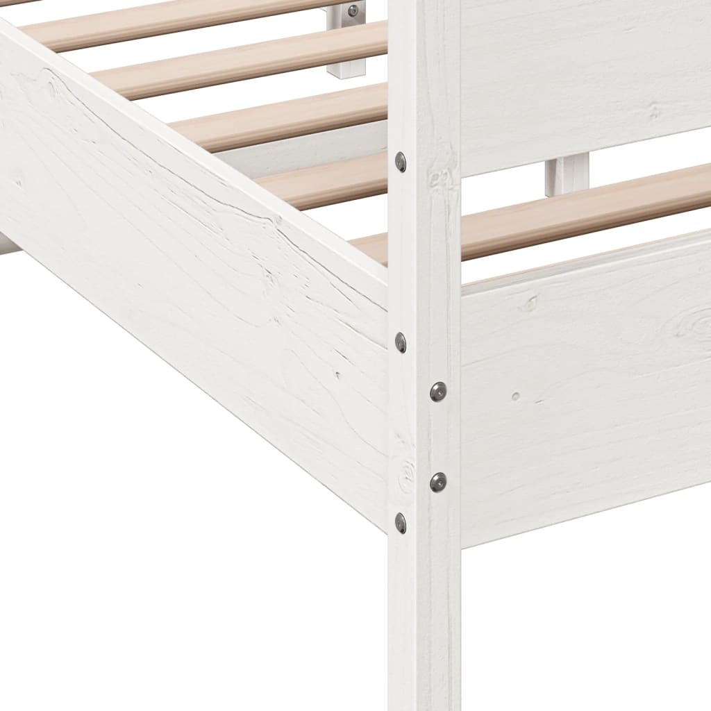 Рамка за легло с табла, бяла, 150x200 см, борово дърво масив