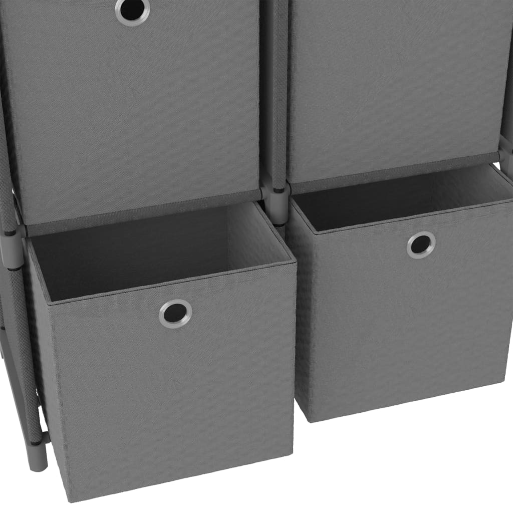 Рафт с 5 кубични отделения с кутии, сив, 103x30x72,5 см, плат