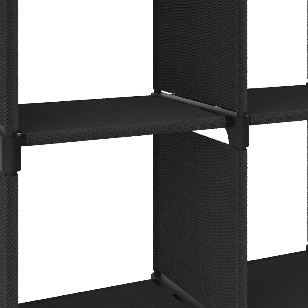 Рафт с 6 кубични отделения, черен, 103x30x72,5 см, плат