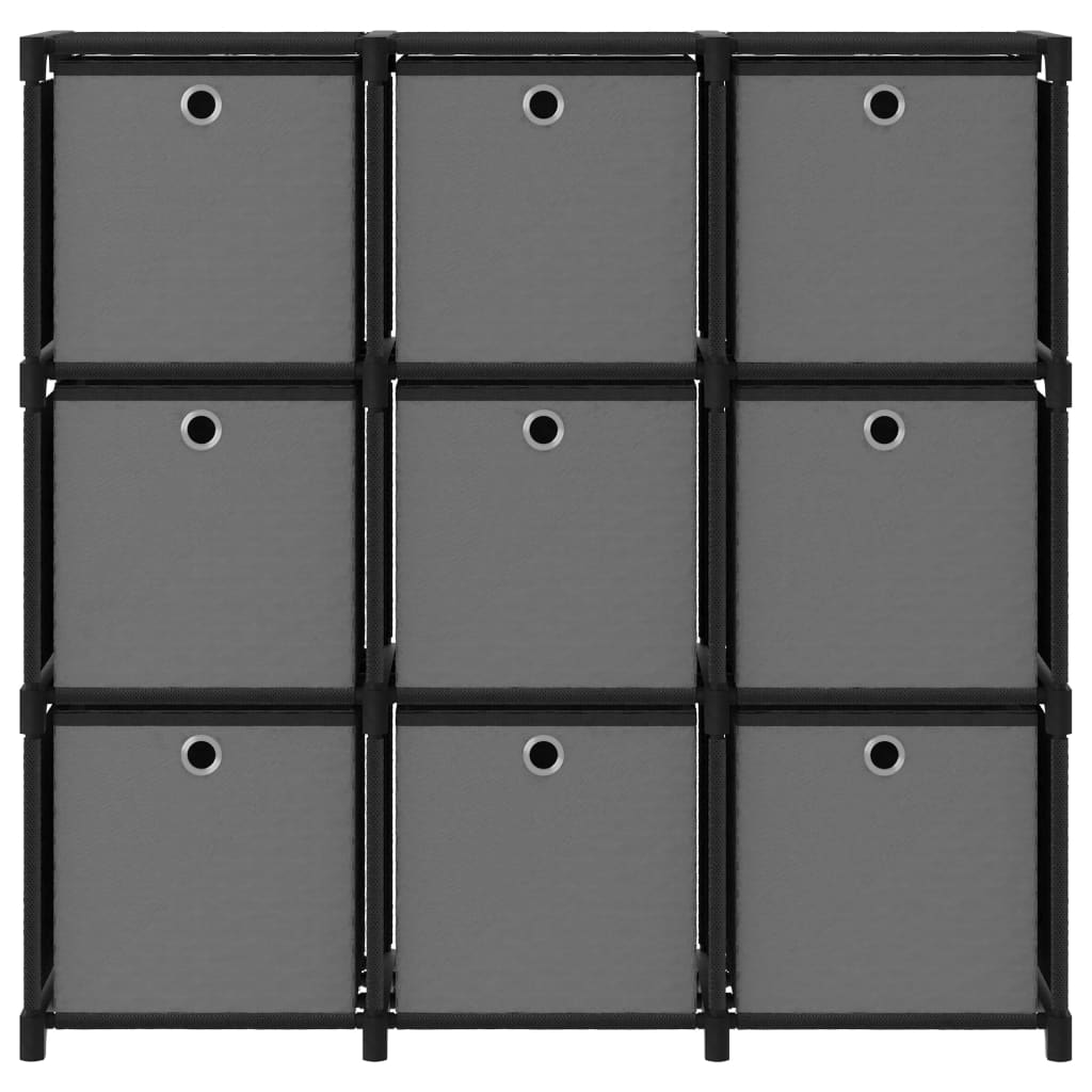 Рафт с 9 кубични отделения с кутии черен 103x30x107,5 см плат