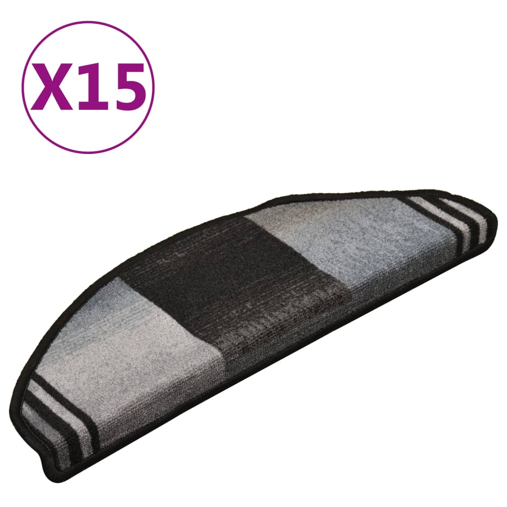 Самозалепващи стелки за стъпала, 15 бр, черно-сиви, 65x21x4 см