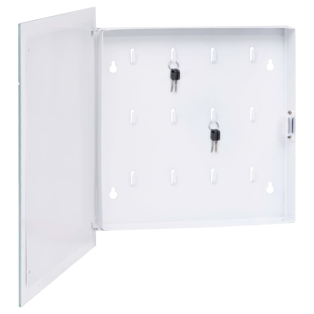 Кутия за ключове с магнитна дъска, бяла, 35x35x5,5 см