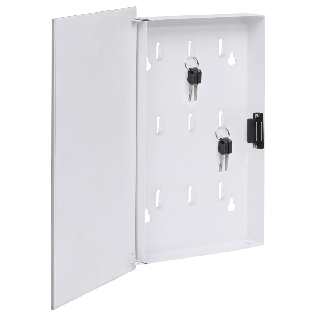 Кутия за ключове с магнитна дъска, бяла, 30x20x5,5 см