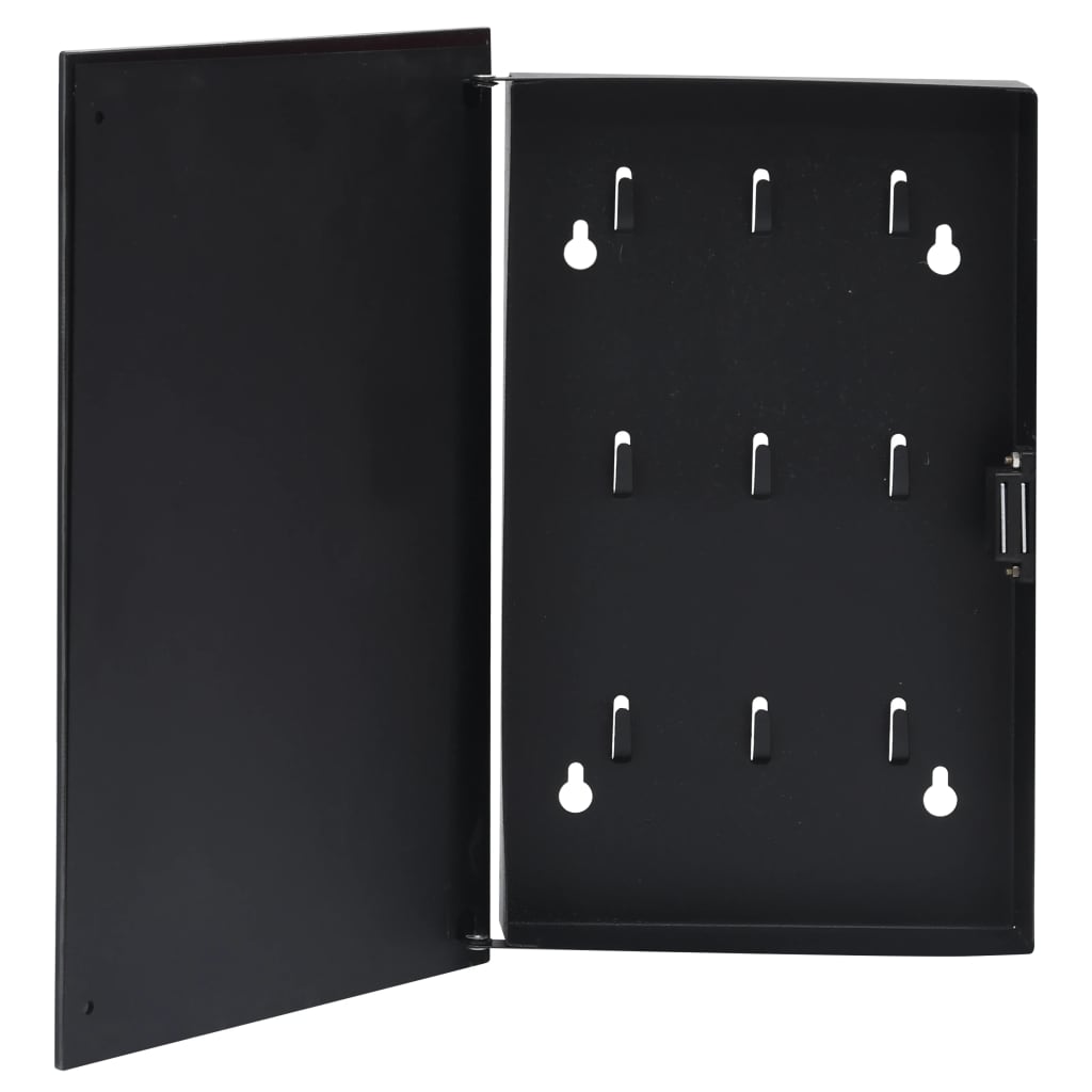 Кутия за ключове с магнитна дъска, черна, 30x20x5,5 см