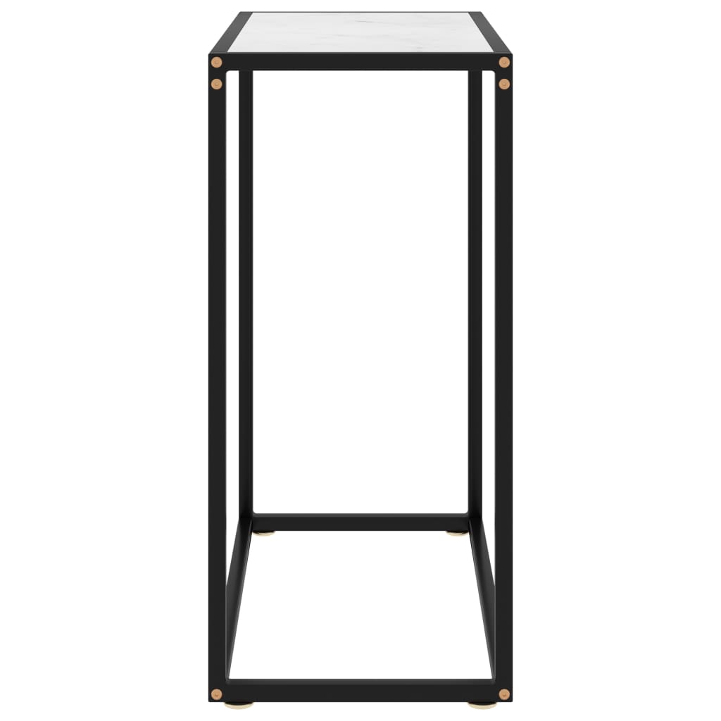 Конзолна маса, бяла, 60x35x75 cм, закалено стъкло