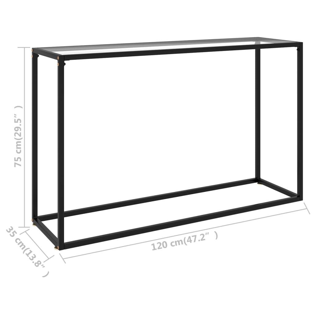 Конзолна маса, прозрачна, 120x35x75 cм, закалено стъкло