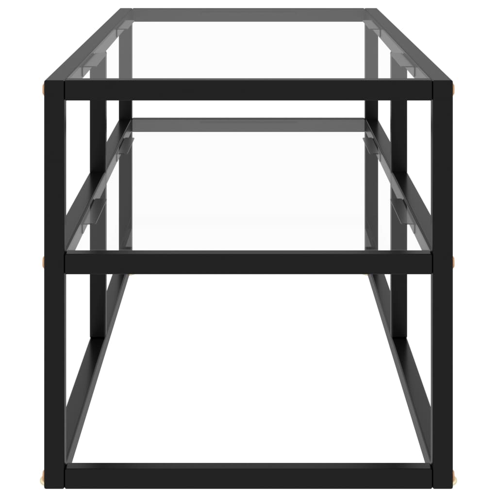 ТВ шкаф, черен, със закалено стъкло, 100x40x40 см