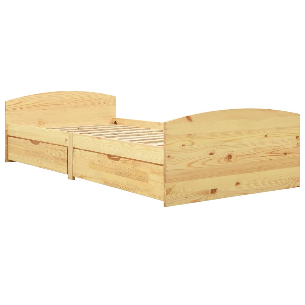 Рамка за легло с 2 чекмеджета, бор масив, 90х200 см