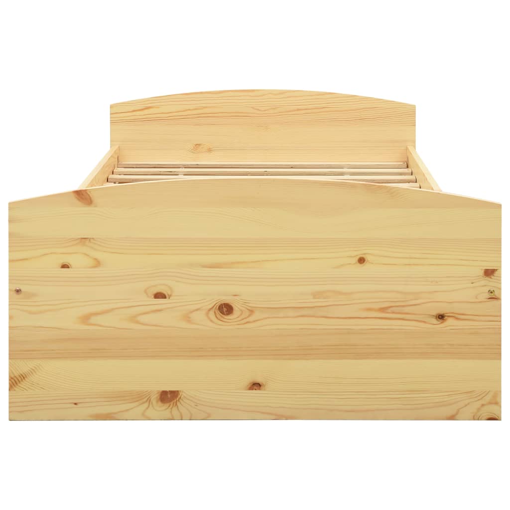 Рамка за легло с 2 чекмеджета, бор масив, 90х200 см