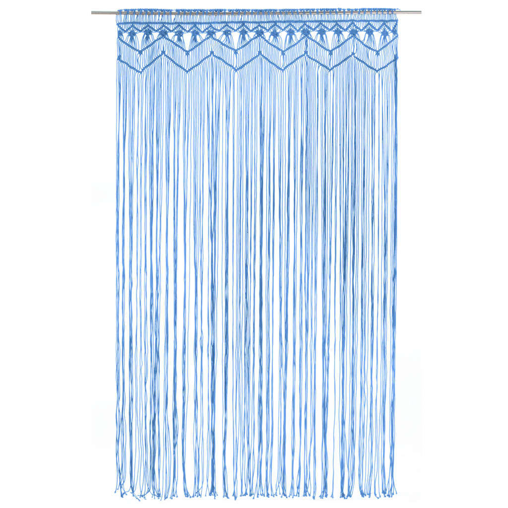 Завеса макраме, синя, 140x240 см, памук