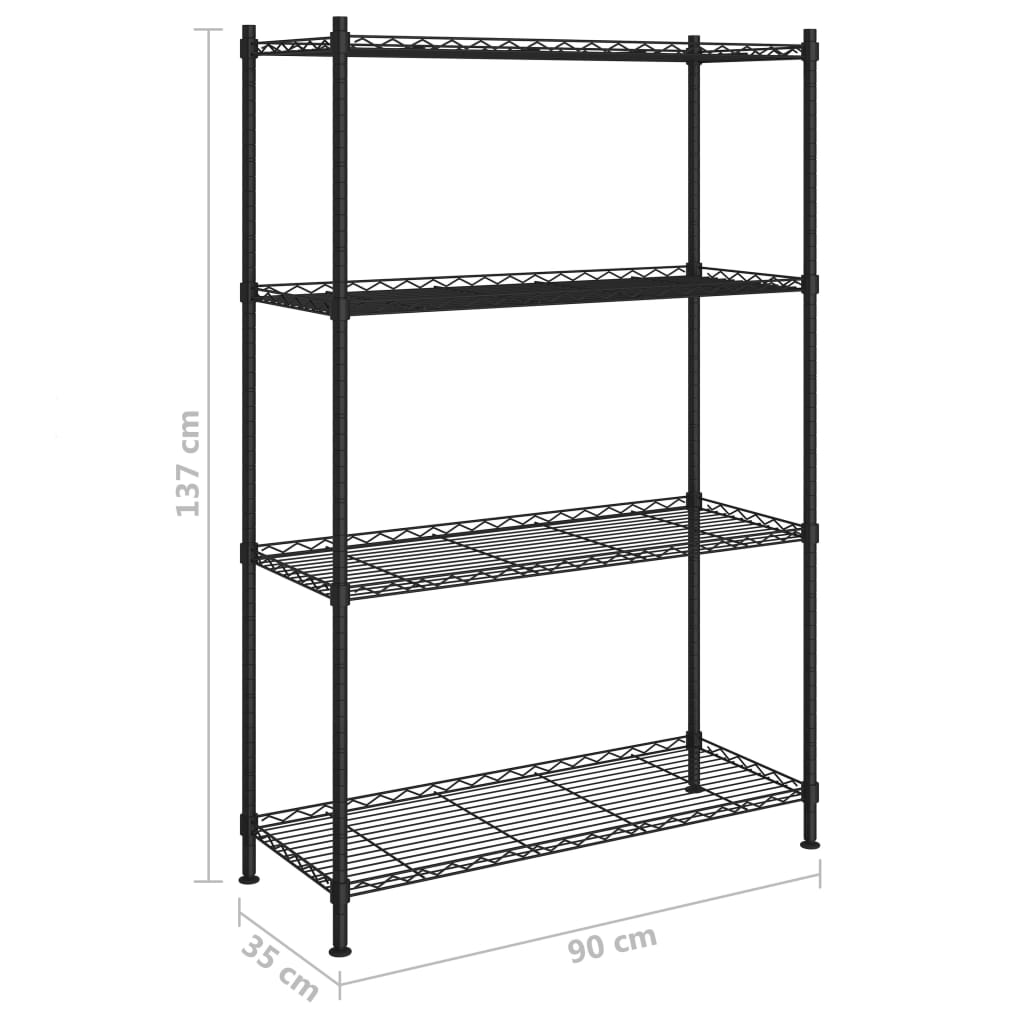 324622  4-Tier Storage Shelf 90x35x137 cm Black 200 kg