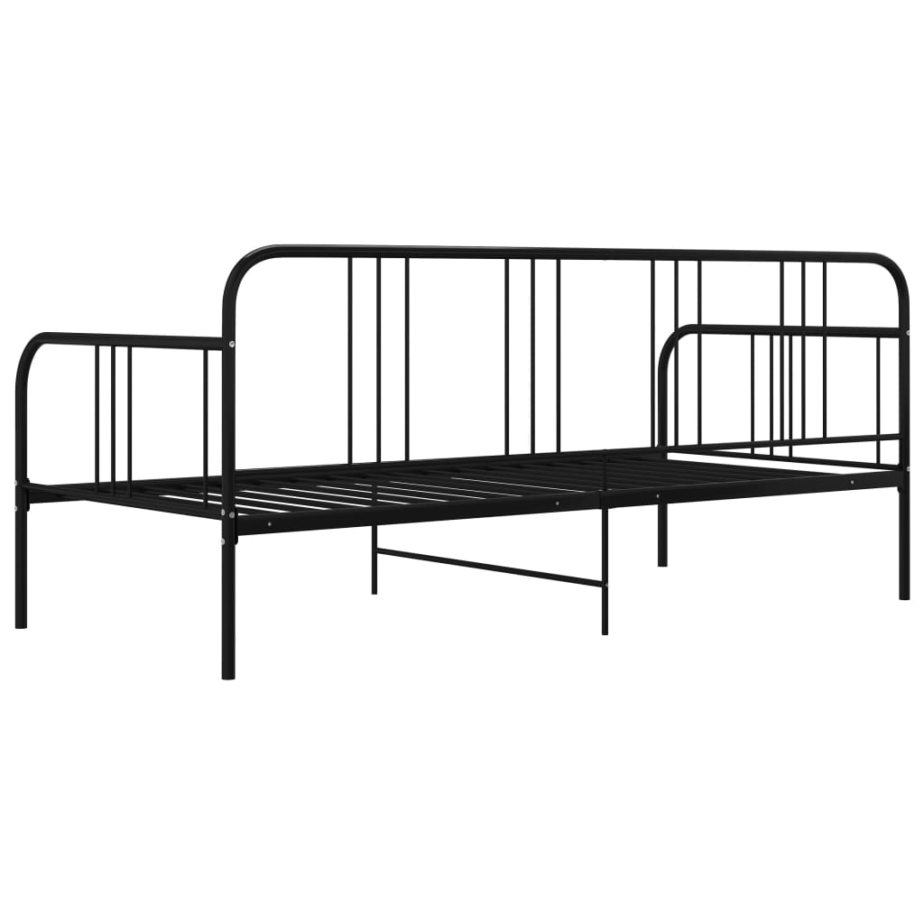 Рамка за разтегателен диван, черна, метал, 90x200 см