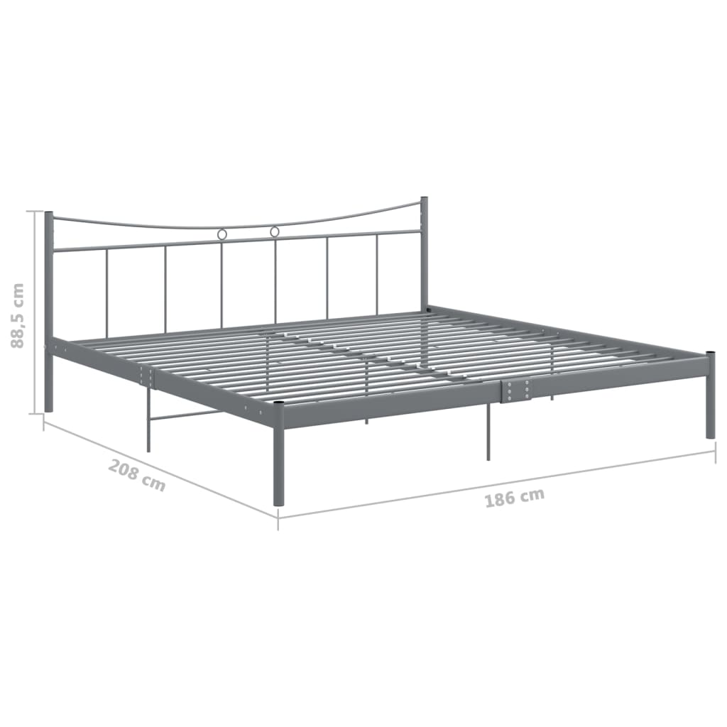 Рамка за легло, сива, метал, 180x200 см 