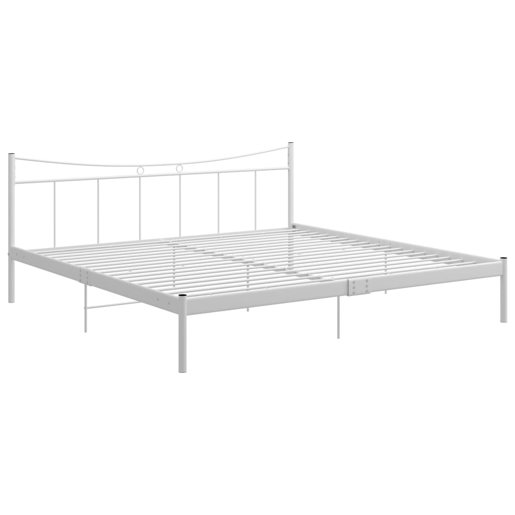 Рамка за легло, бяла, метал, 200x200 cм 