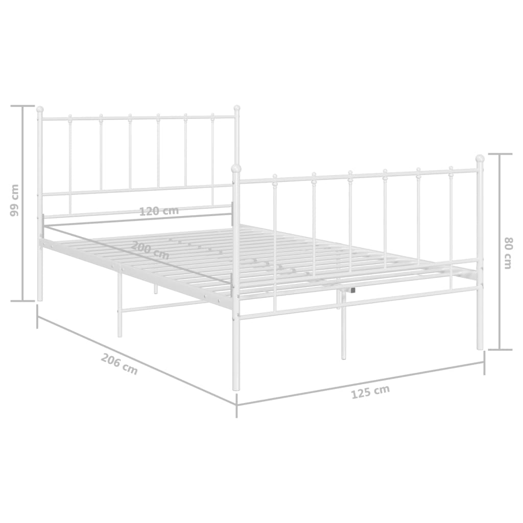 Рамка за легло, бяла, метал, 120x200 cм