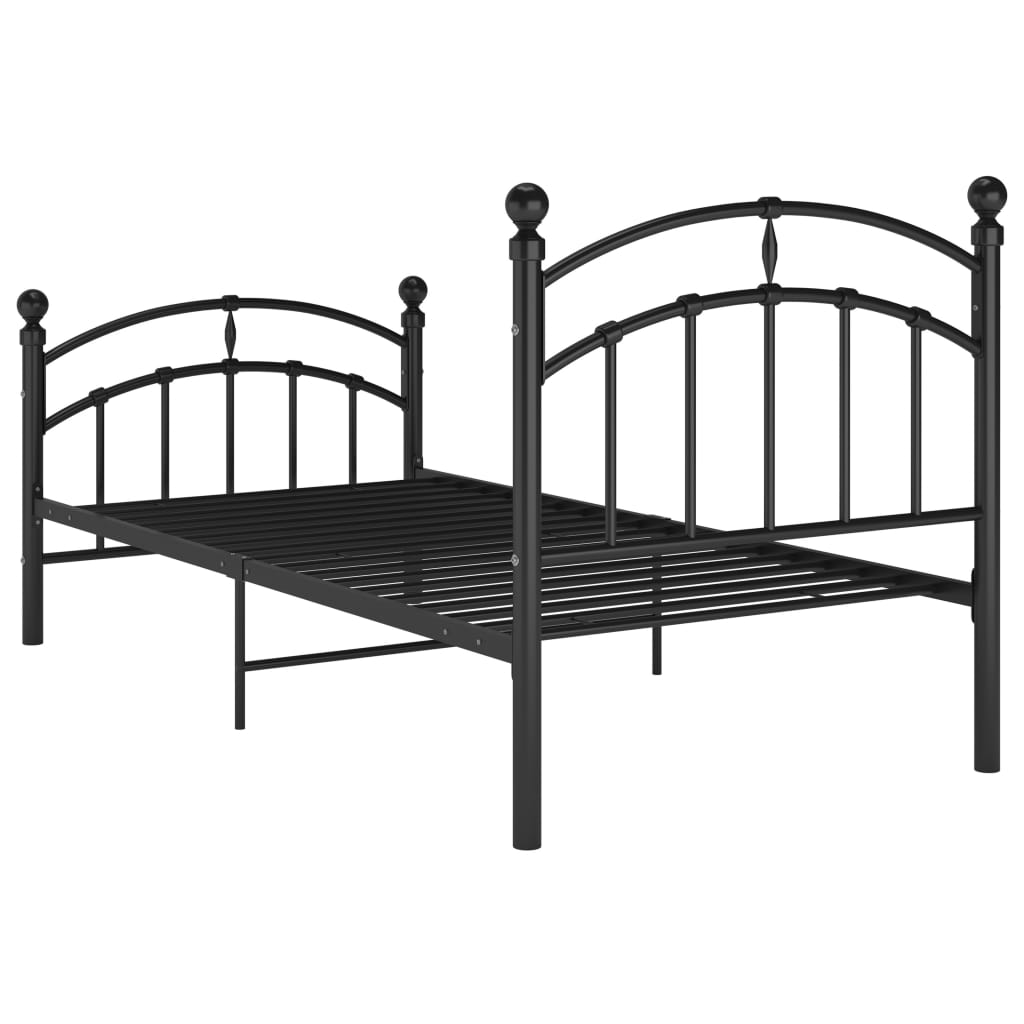 Рамка за легло, черна, метал, 90x200 см