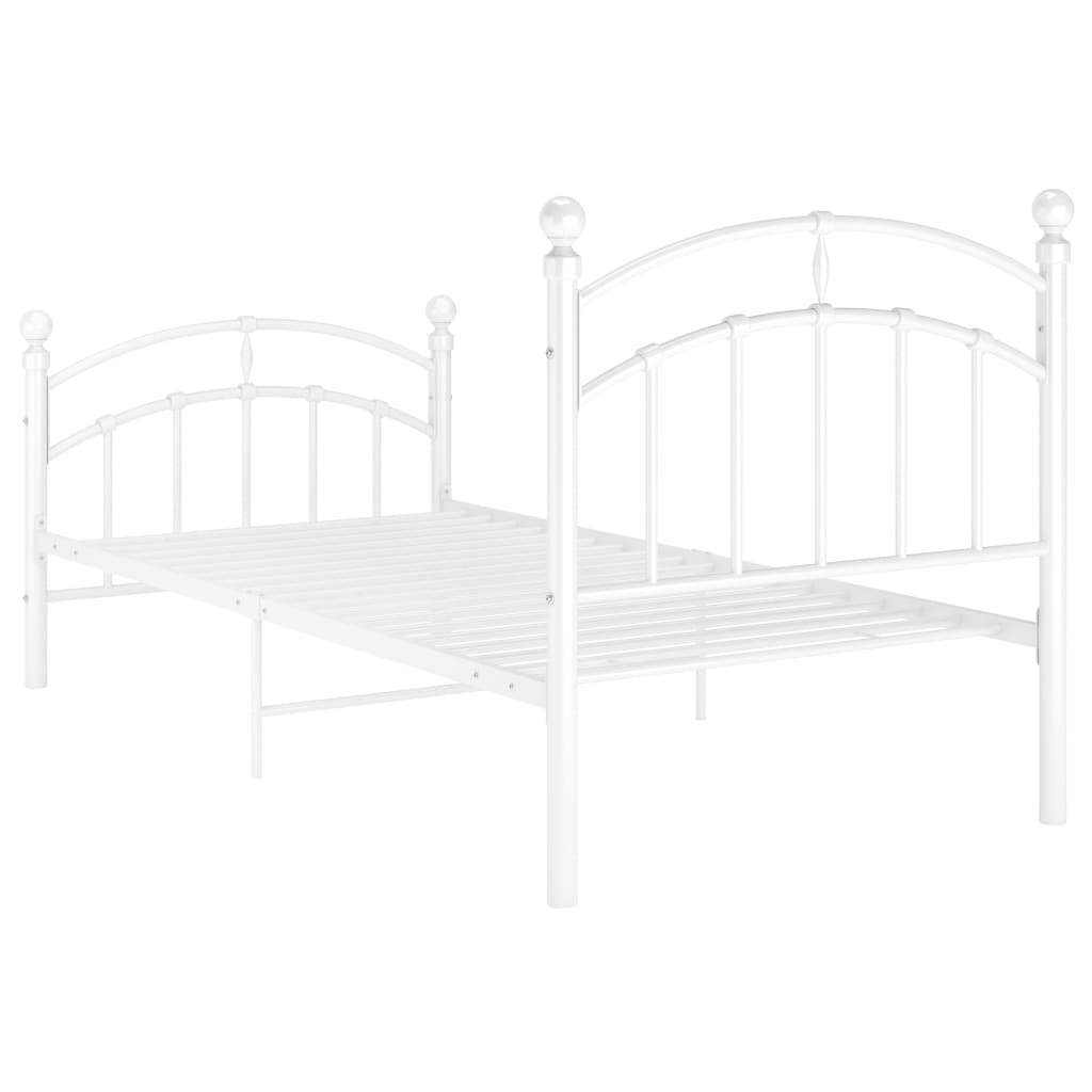 Рамка за легло, бяла, метал, 90x200 см