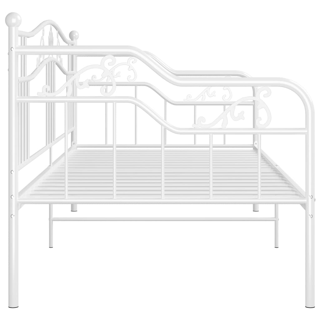 Рамка за легло/разтегателен диван, бяла, метал, 90x200 см