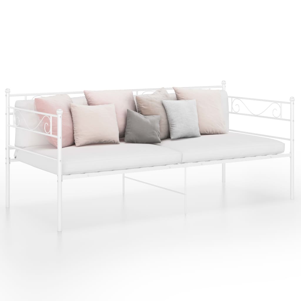 Рамка за разтегателен диван, бяла, метал, 90x200 см
