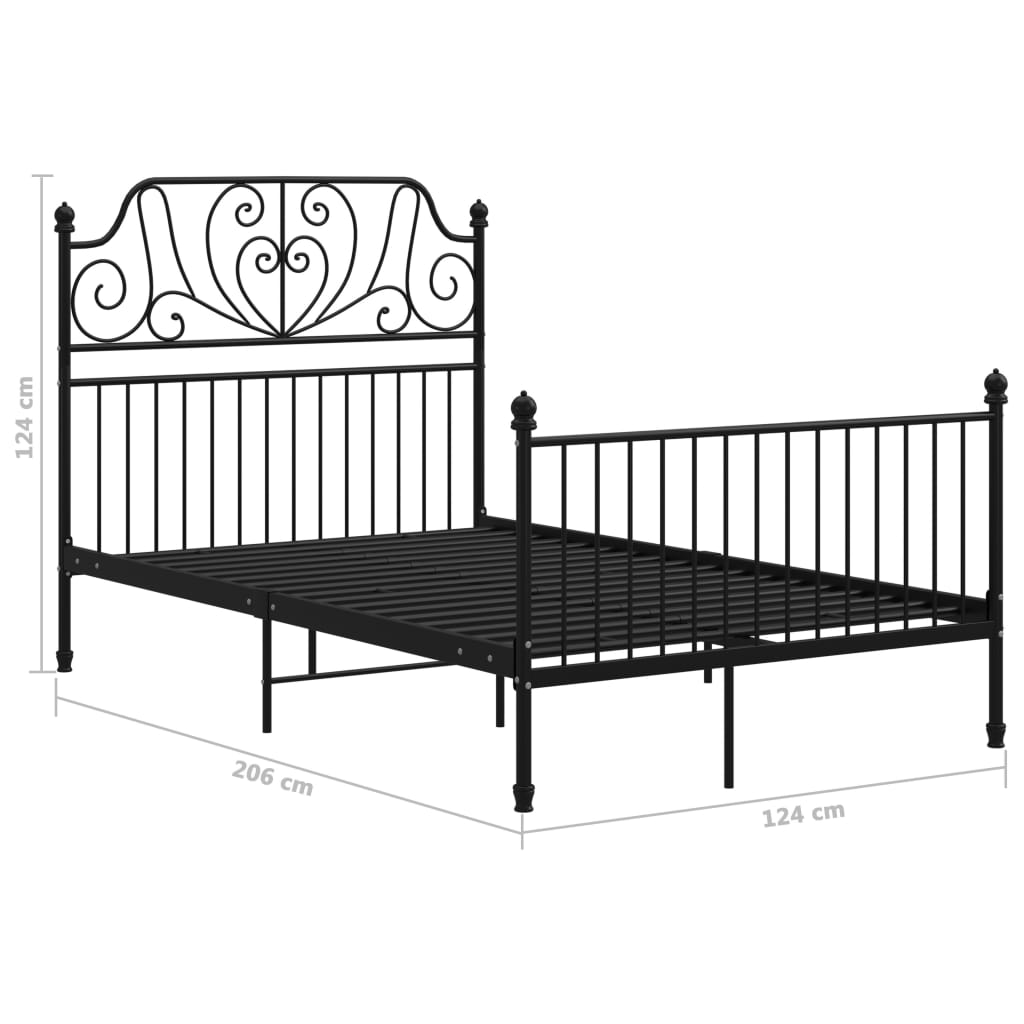 Рамка за легло, черна, метал, 120x200 cм