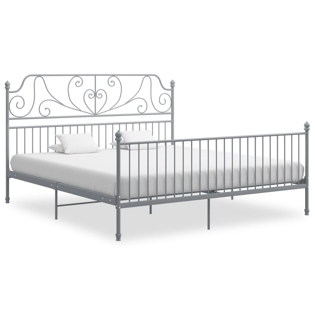 Рамка за легло, сива, метал, 180x200 см  