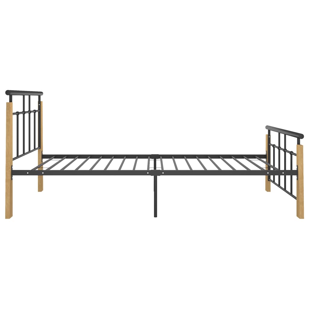 Рамка за легло, метал и дъбов масив, 90x200 см