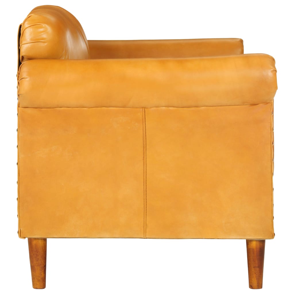 2-местен диван, жълтокафяв, естествена кожа
