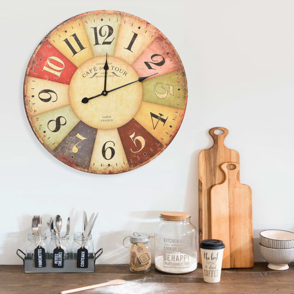 Винтидж стенен часовник, цветен, 60 см