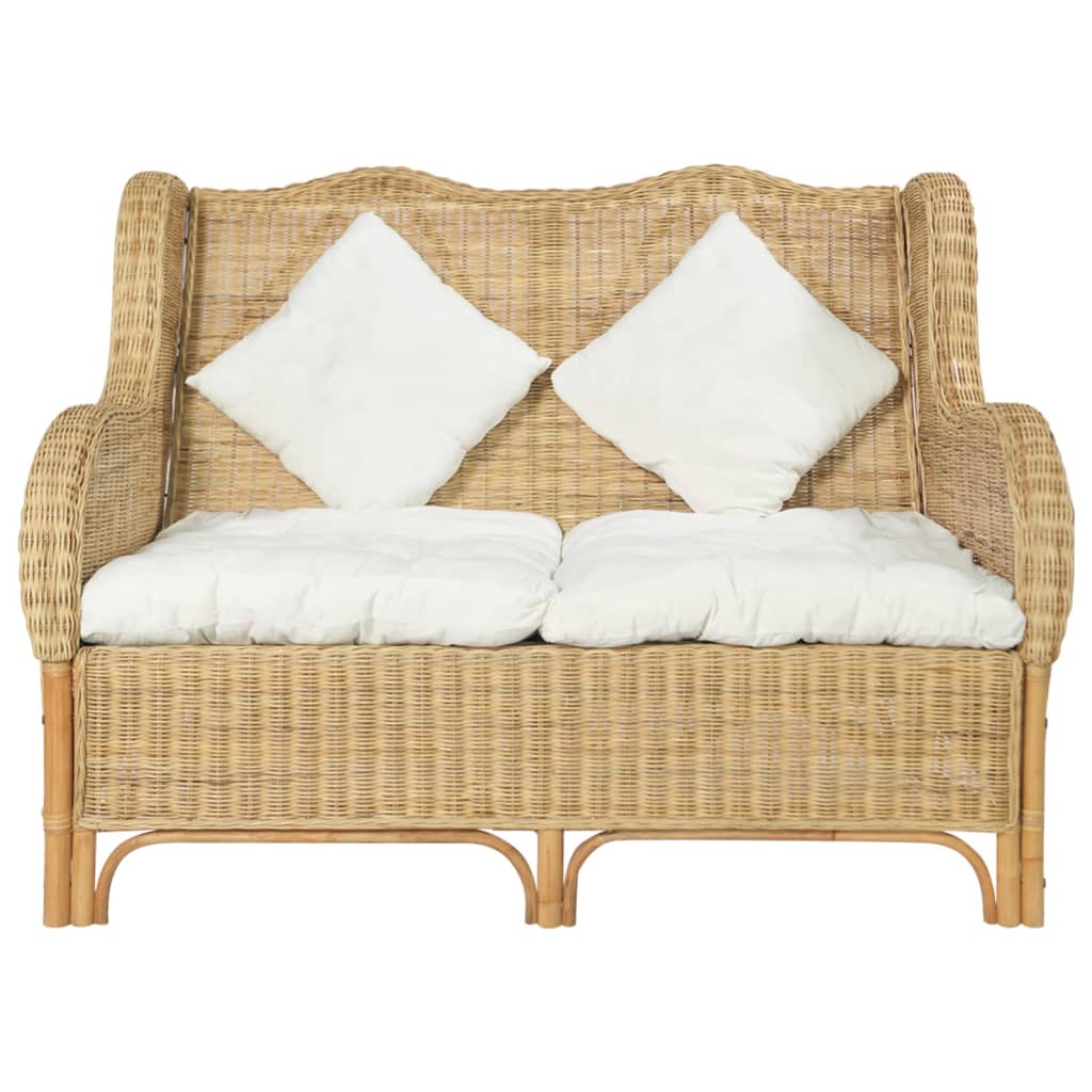 2-местен диван, естествен ратан и лен