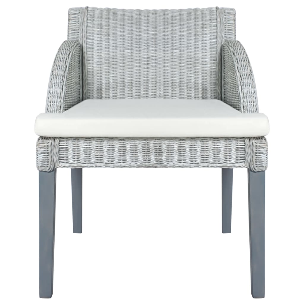 Трапезен стол с възглавница, сив, естествен ратан