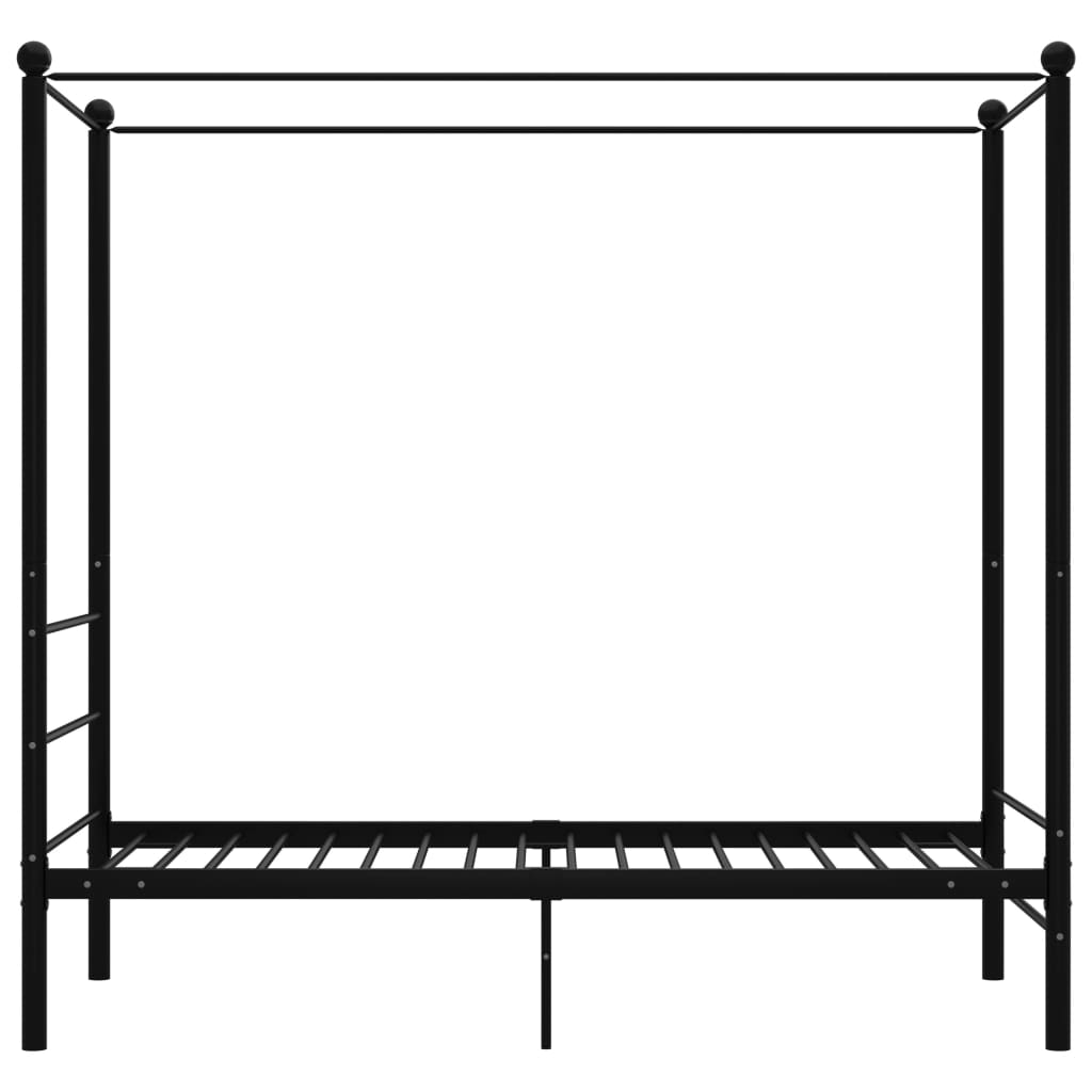 Рамка за легло с балдахин, черна, метал, 100x200 cм