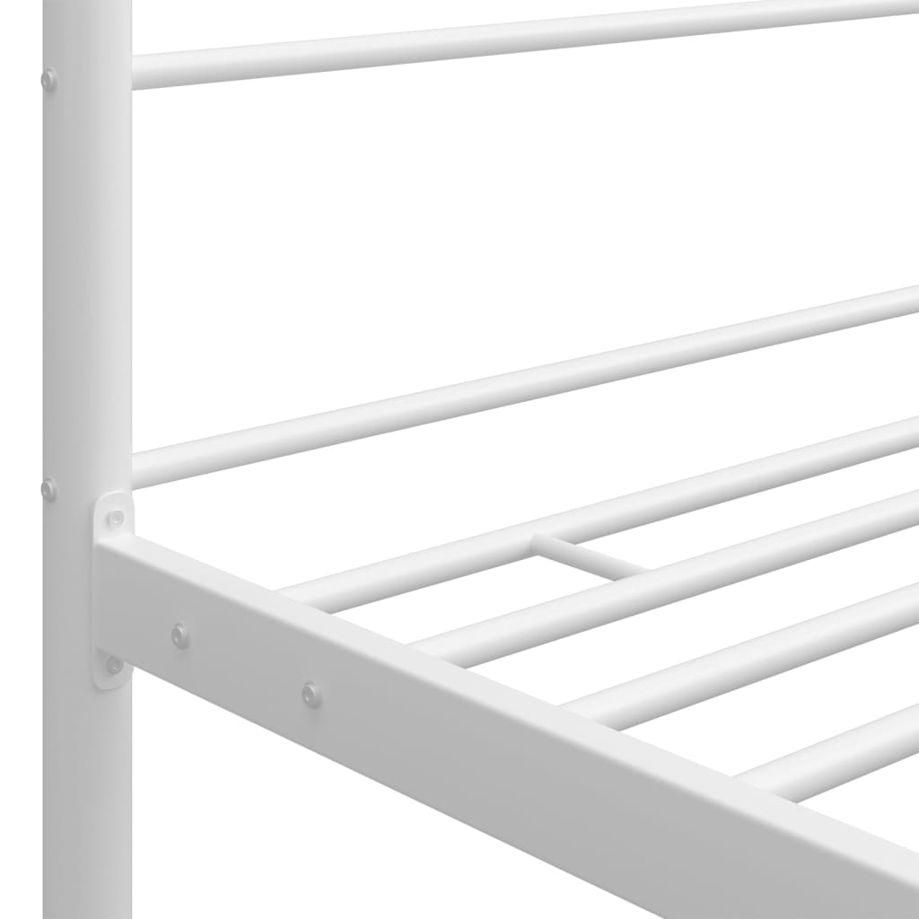Рамка за легло с балдахин, бяла, метал, 140x200 cм 