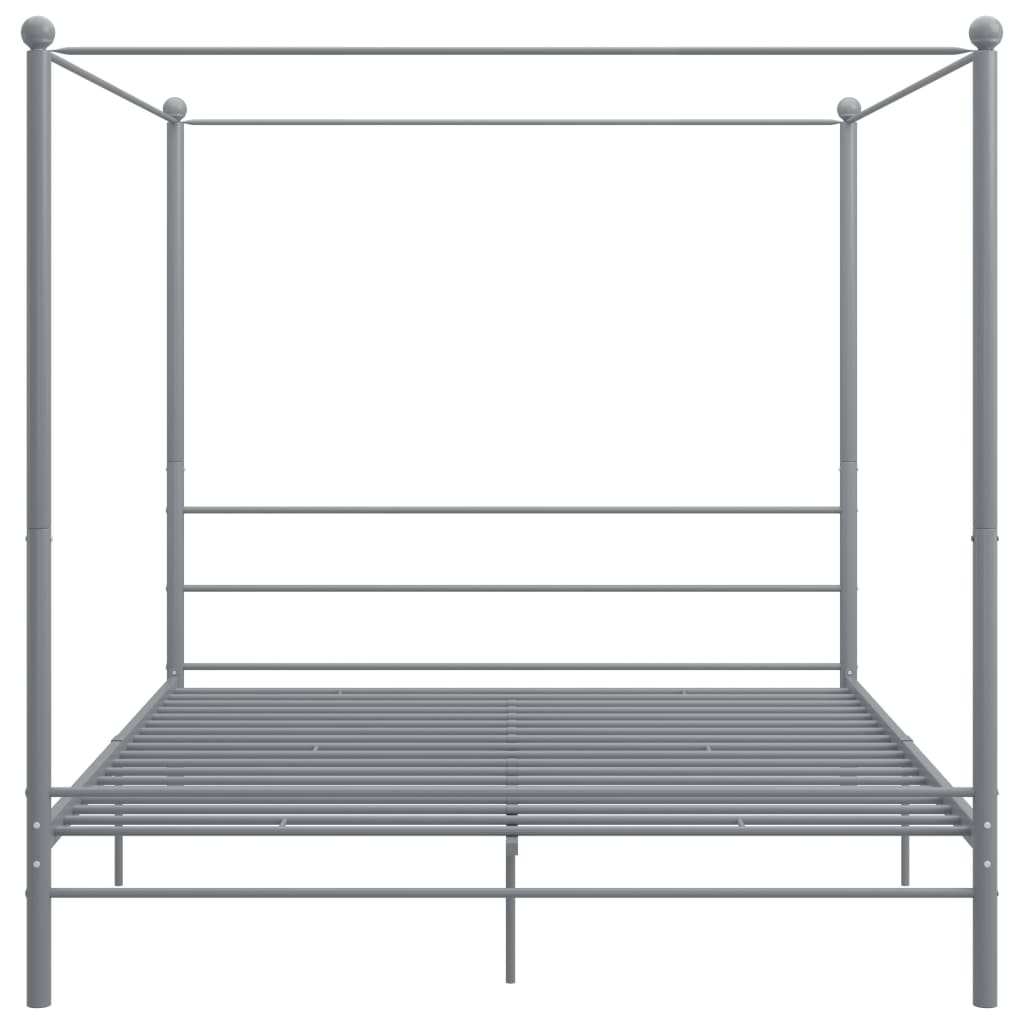 Рамка за легло с балдахин, сива, метал, 200x200 см 