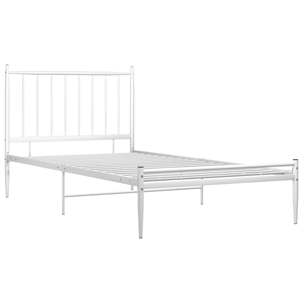 Рамка за легло, бяла, метал, 90x200 см