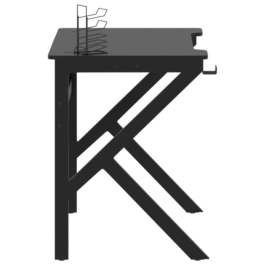 Гейминг бюро с К-образни крака, черно, 90x60x75 см