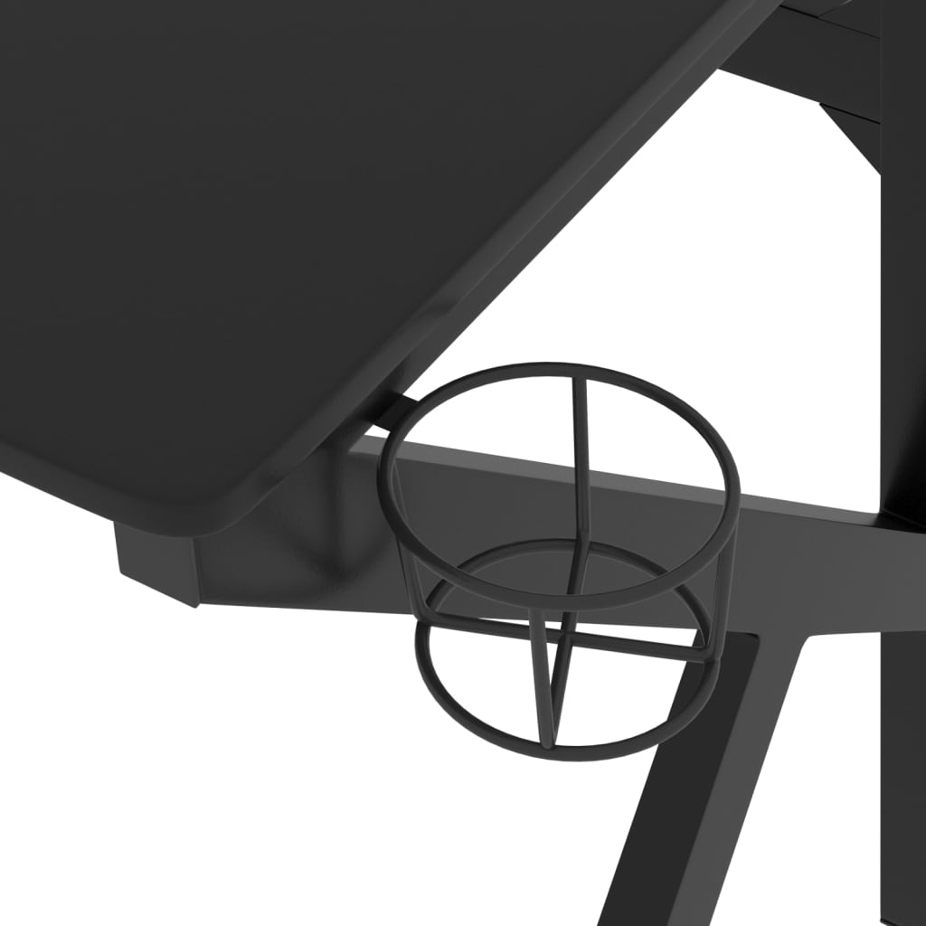 Гейминг бюро с К-образни крака, черно, 90x60x75 см