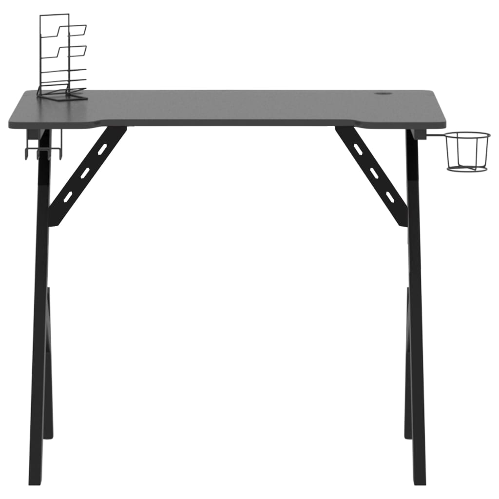 Гейминг бюро с Y-образни крака, черно, 90x60x75 см