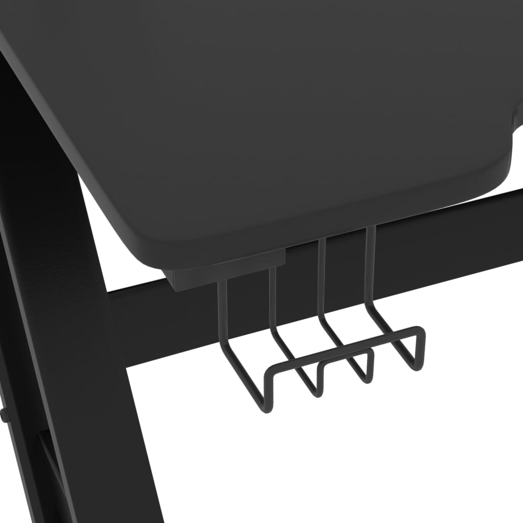 Гейминг бюро със ZZ-образни крака, черно, 90x60x75 см