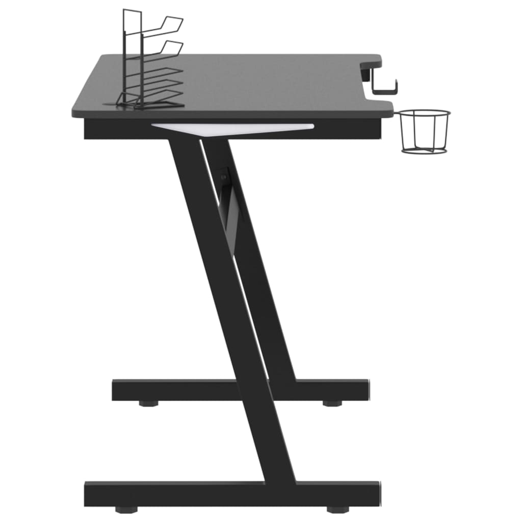 Гейминг бюро LED със Z-образна форма, черно, 110x60x75 см