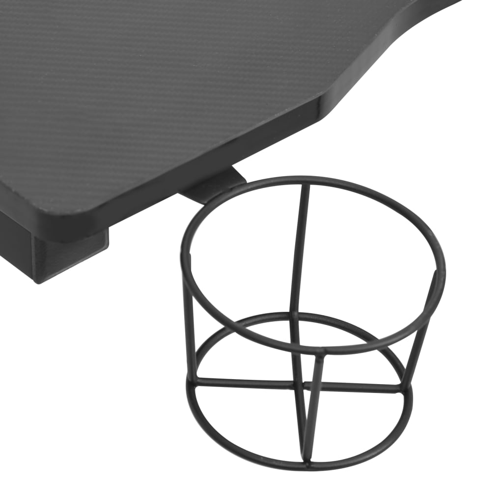 Гейминг бюро LED с Y-образни крака, черно, 90x60x75 см