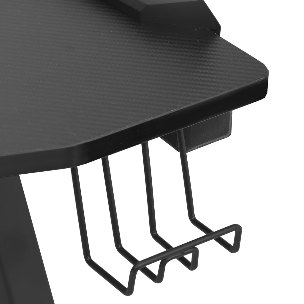 Гейминг бюро LED с Y-образна форма, черно, 110x60x75 см