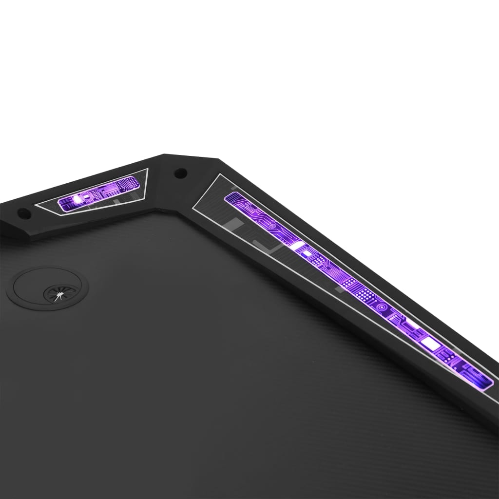 Гейминг бюро LED с Y-образна форма, черно, 110x60x75 см