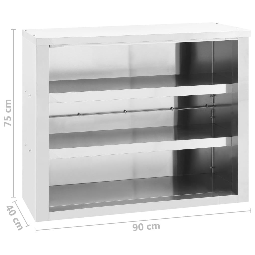 Кухненски стенен шкаф, 90x40x75 см, неръждаема стомана