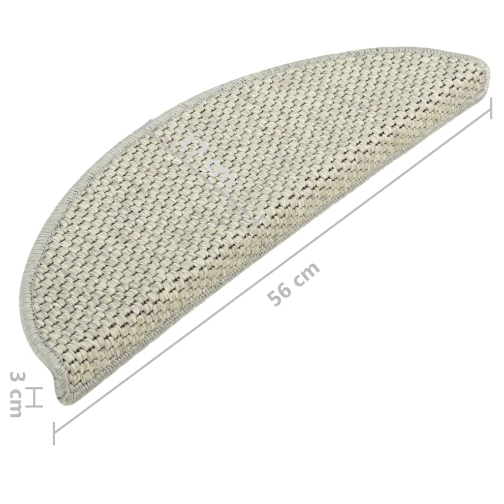Самозалепващи стелки за стълби вид сизал 15 бр 56x17x3 см сиви