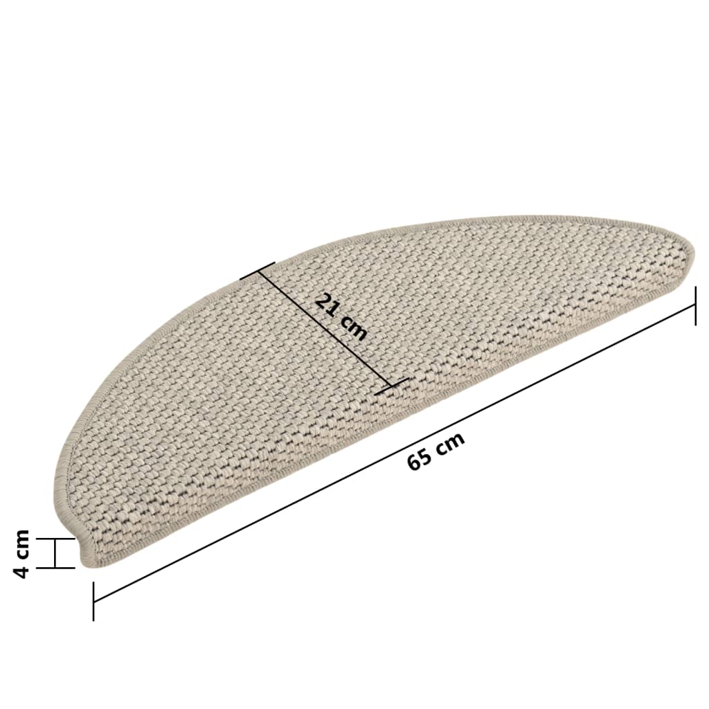 Самозалепващи стелки за стълби вид сизал 15 бр 65x21x4 см таупе
