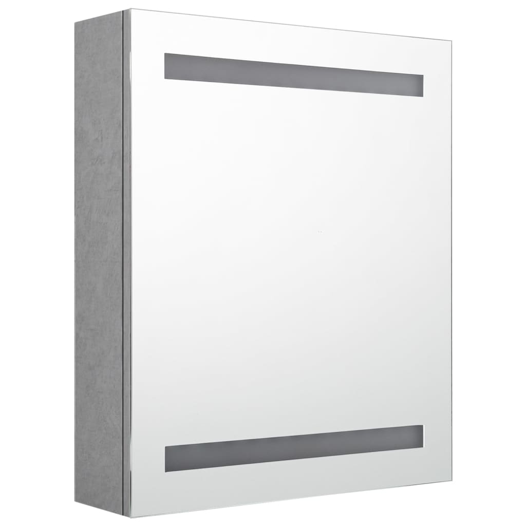 LED шкаф с огледало за баня, бетонно сив, 50x14x60 см