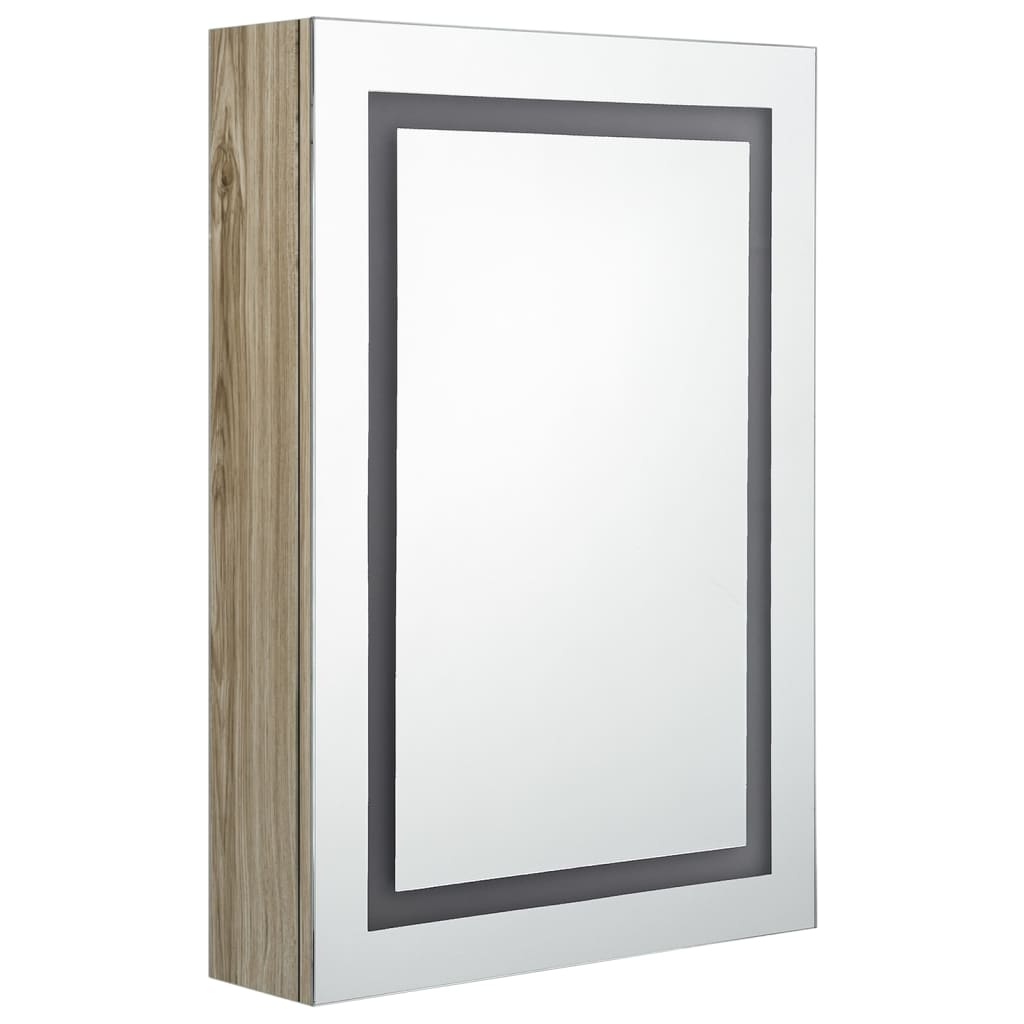 LED шкаф с огледало за баня, цвят дъб, 50x13x70 см