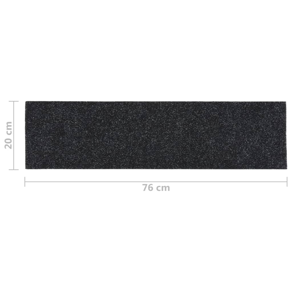 Самозалепващи стелки за стълби, 15 бр, 76x20 см, черни