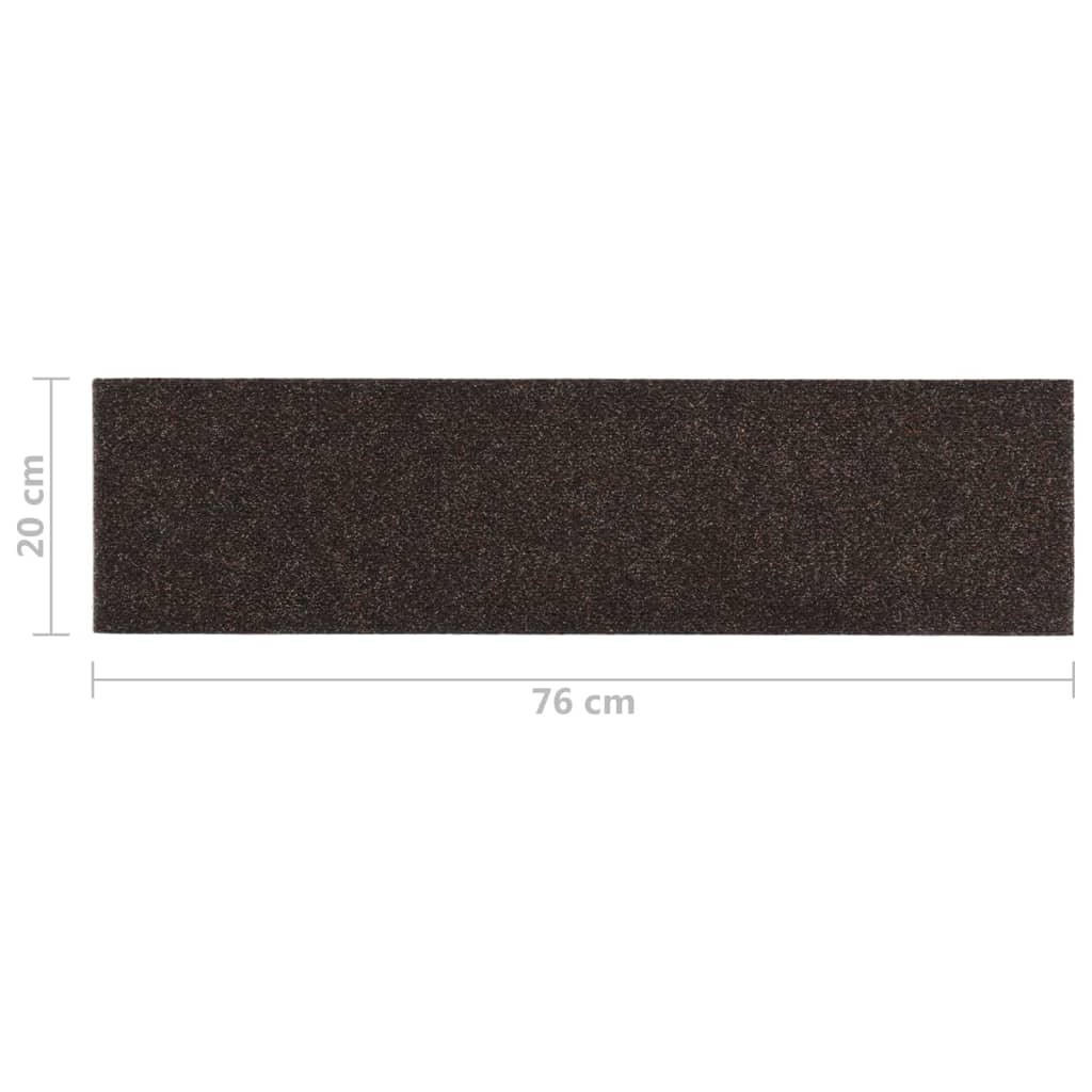 Самозалепващи стелки за стълби, 15 бр, 76x20 см, тъмнокафяви