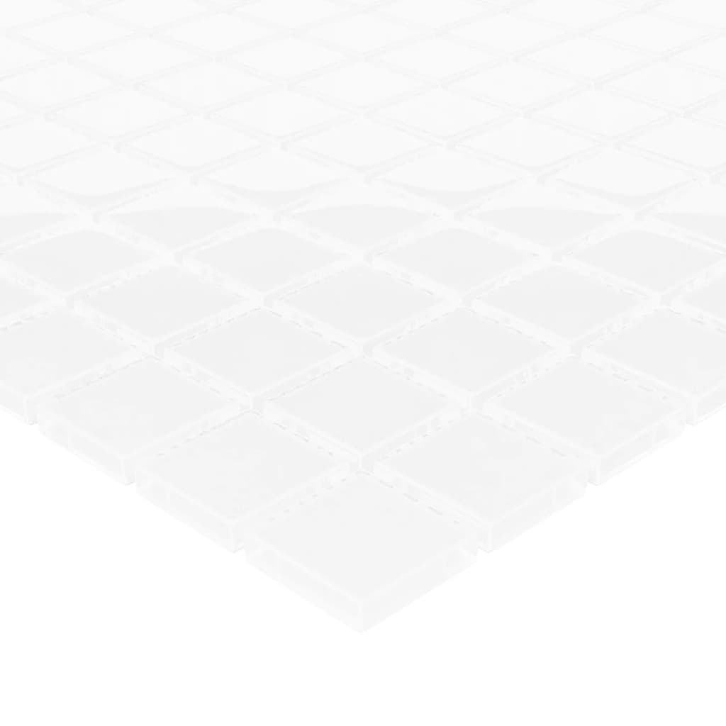 Плочки тип мозайка, 22 бр, бяло, 30х30 см, стъкло